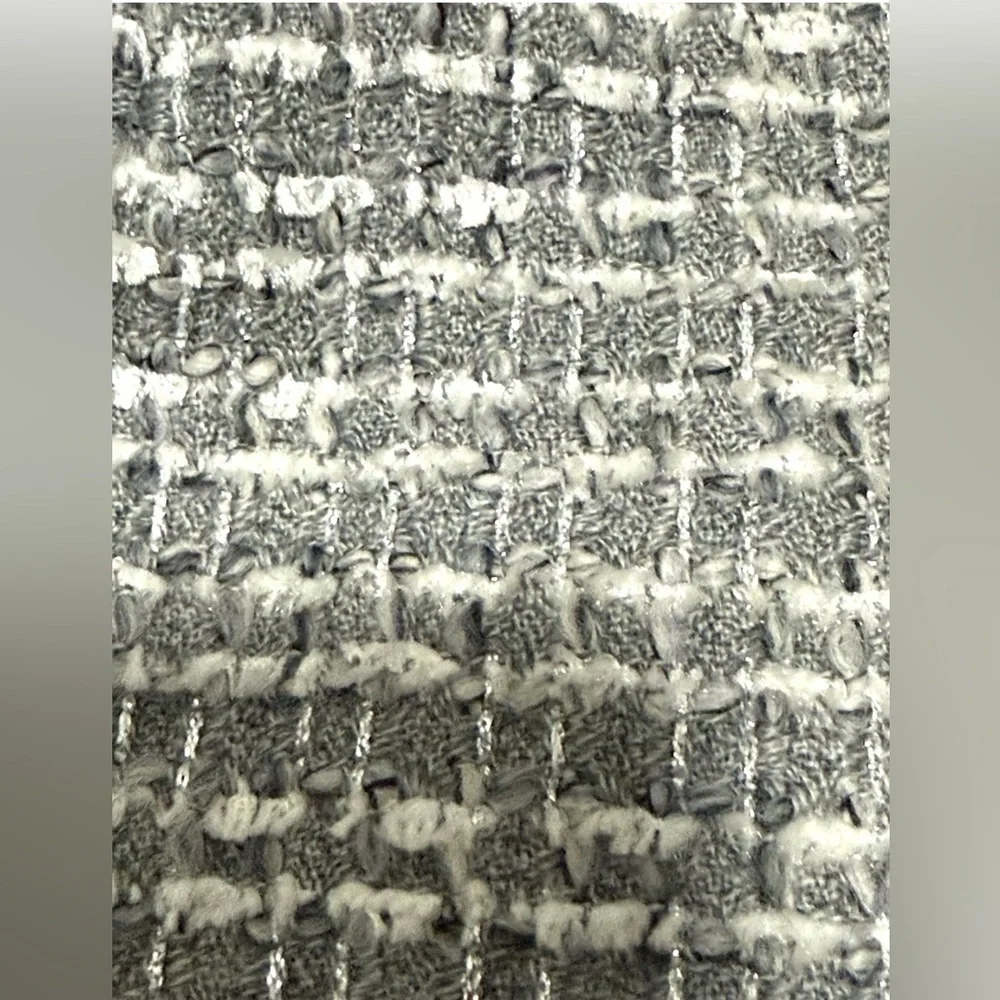 Escada Neiman Marcus Tweed Virgin Wool Blend Pencil Skirt Silver Gray 40 Germany